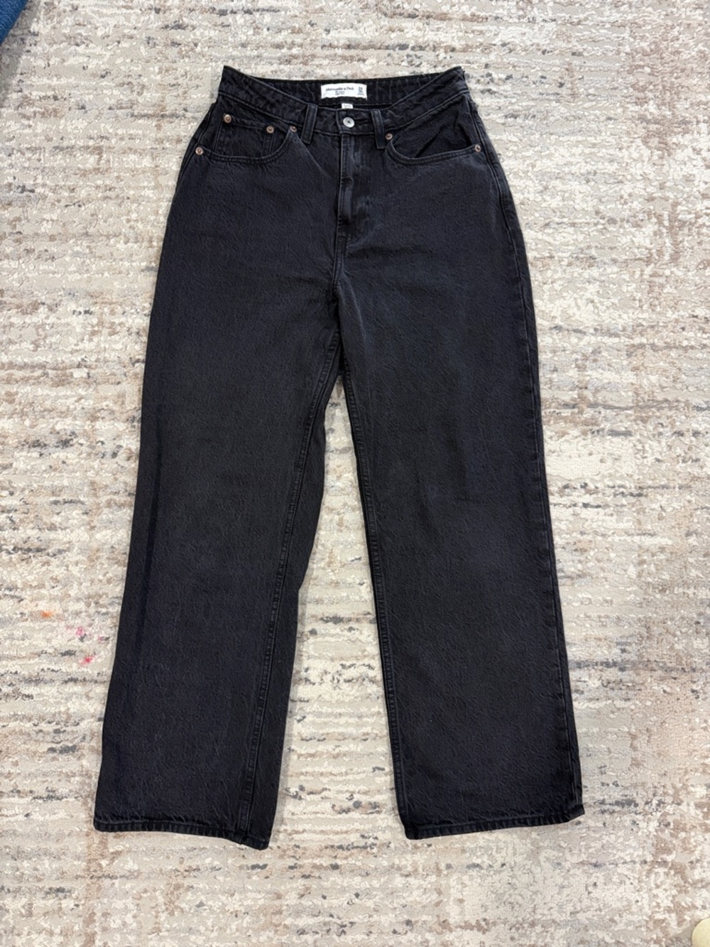 Abercrombie & Fitch Black High-Rise Wide-Leg Jeans